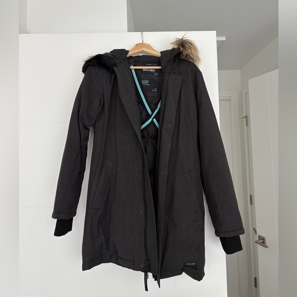 TNA water repellent wool Parka in Black and Gray like new condition